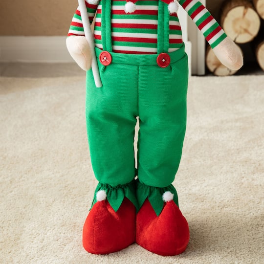 Glitzhome® 39" Telescopic Christmas Elf Boy Standing Décor